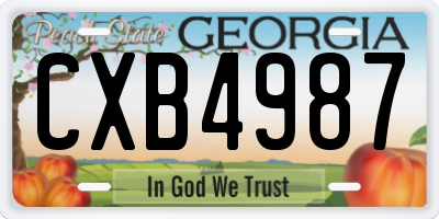 GA license plate CXB4987