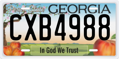 GA license plate CXB4988