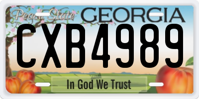 GA license plate CXB4989