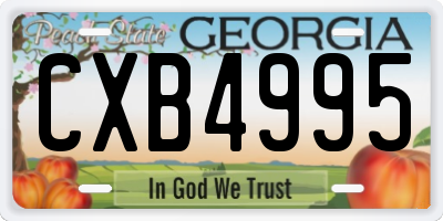GA license plate CXB4995