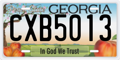 GA license plate CXB5013