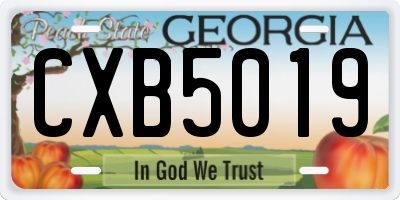 GA license plate CXB5019
