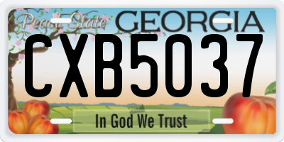 GA license plate CXB5037