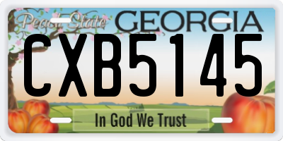 GA license plate CXB5145