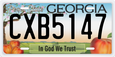 GA license plate CXB5147