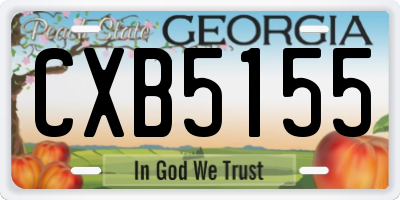 GA license plate CXB5155