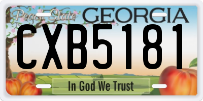 GA license plate CXB5181