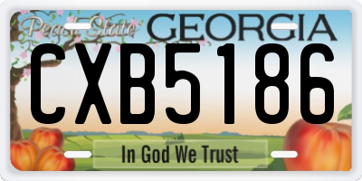 GA license plate CXB5186