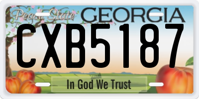 GA license plate CXB5187
