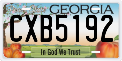 GA license plate CXB5192