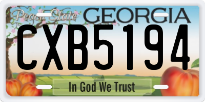 GA license plate CXB5194