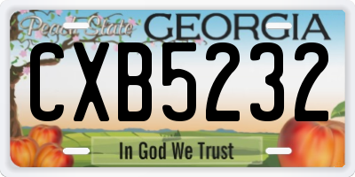 GA license plate CXB5232