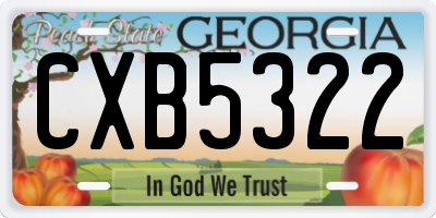 GA license plate CXB5322