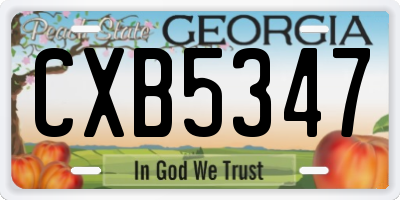 GA license plate CXB5347