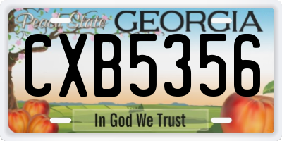 GA license plate CXB5356