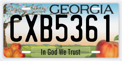 GA license plate CXB5361