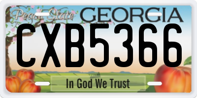 GA license plate CXB5366