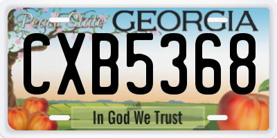 GA license plate CXB5368