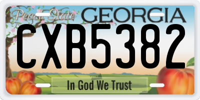 GA license plate CXB5382
