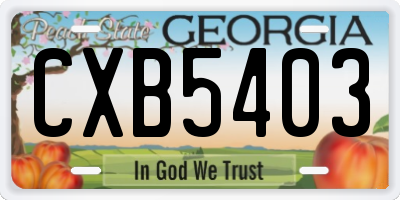 GA license plate CXB5403