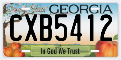 GA license plate CXB5412