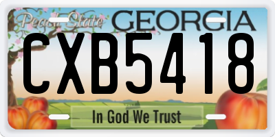 GA license plate CXB5418