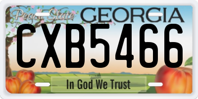 GA license plate CXB5466