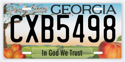 GA license plate CXB5498