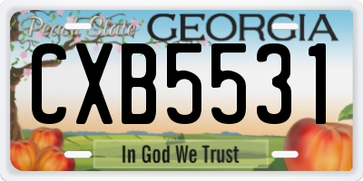 GA license plate CXB5531