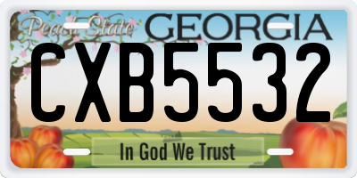 GA license plate CXB5532