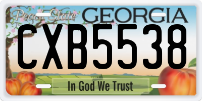 GA license plate CXB5538