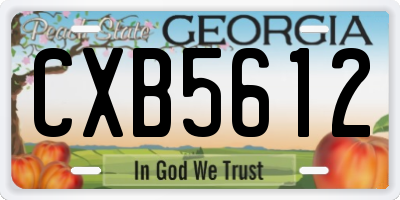 GA license plate CXB5612