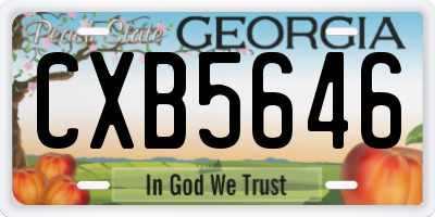GA license plate CXB5646