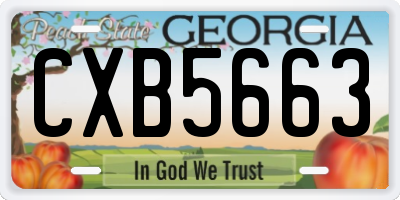 GA license plate CXB5663