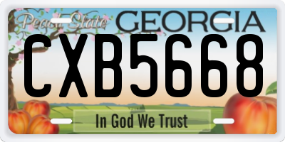 GA license plate CXB5668