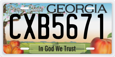 GA license plate CXB5671