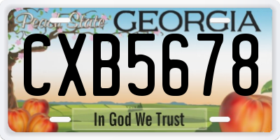 GA license plate CXB5678