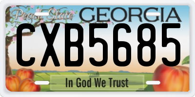 GA license plate CXB5685
