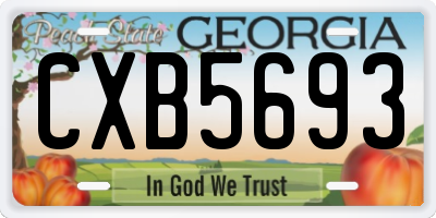 GA license plate CXB5693