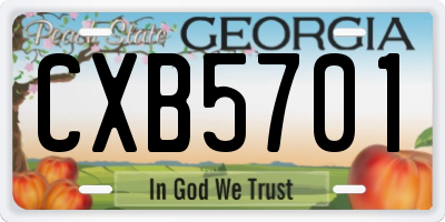 GA license plate CXB5701
