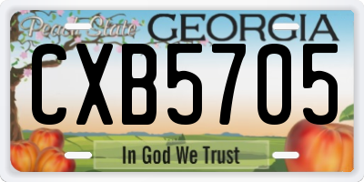 GA license plate CXB5705