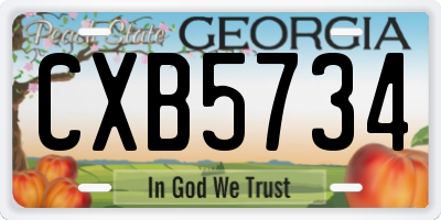 GA license plate CXB5734