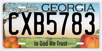 GA license plate CXB5783