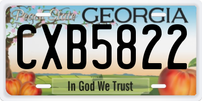GA license plate CXB5822