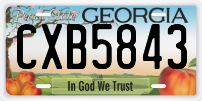 GA license plate CXB5843