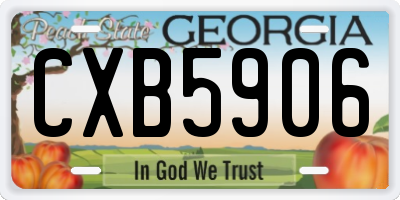 GA license plate CXB5906