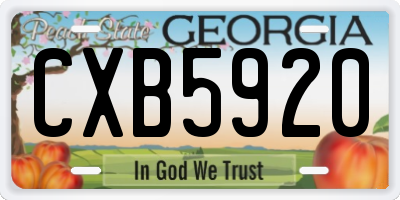 GA license plate CXB5920