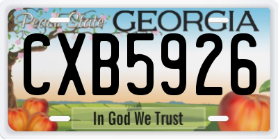 GA license plate CXB5926