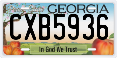 GA license plate CXB5936