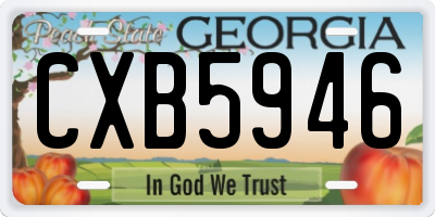 GA license plate CXB5946